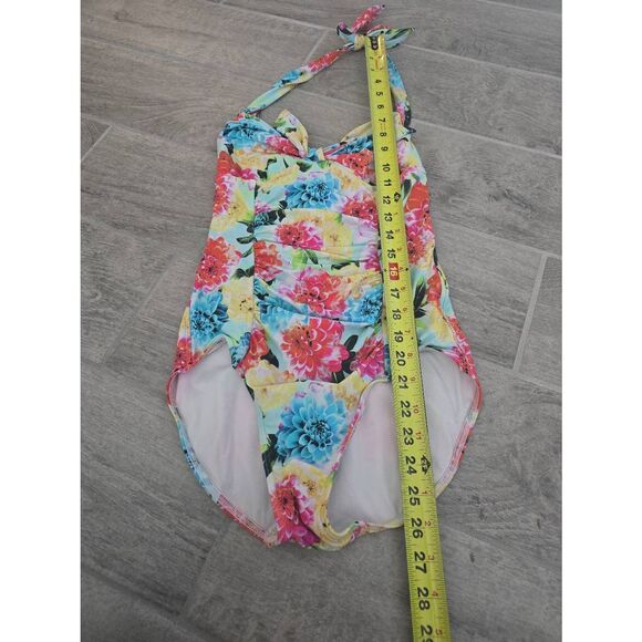 Women's Anthropologie Seafolly One Piece Floral Swimsuit Halter Neck Size US 8 - Picture 2 of 10